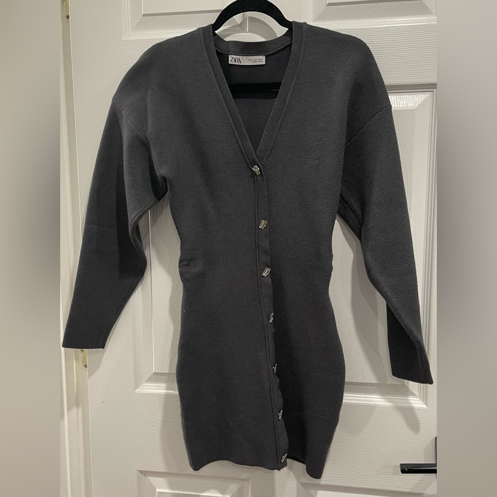 Zara Dark Gray Button-Up Dress